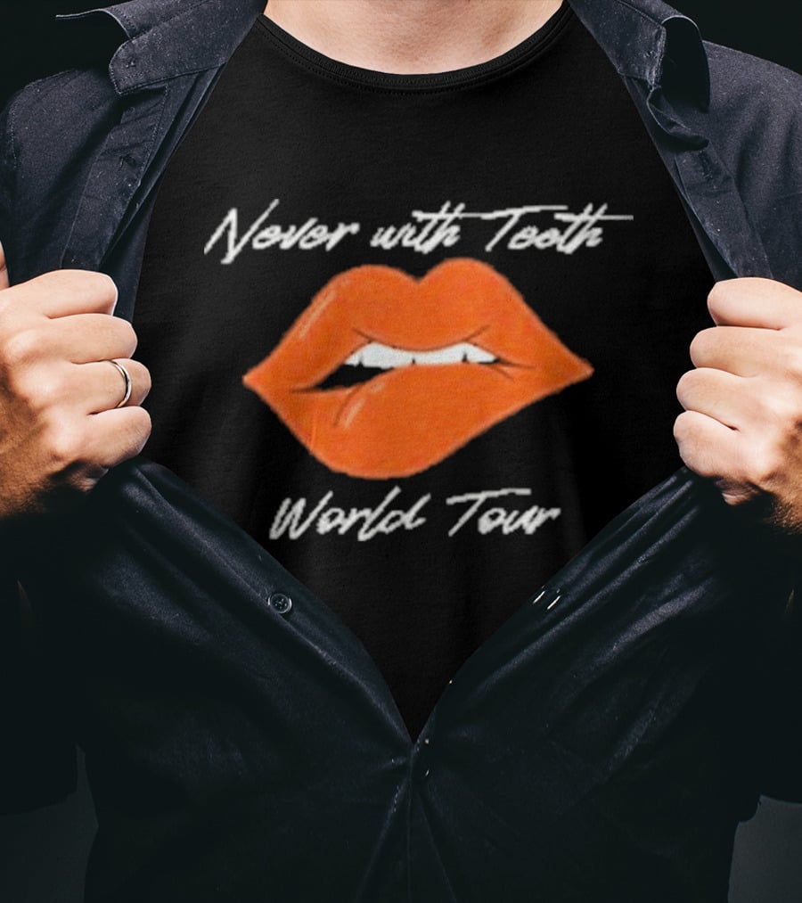 Never With Teeth World Tour Orange Lips T-Shirt