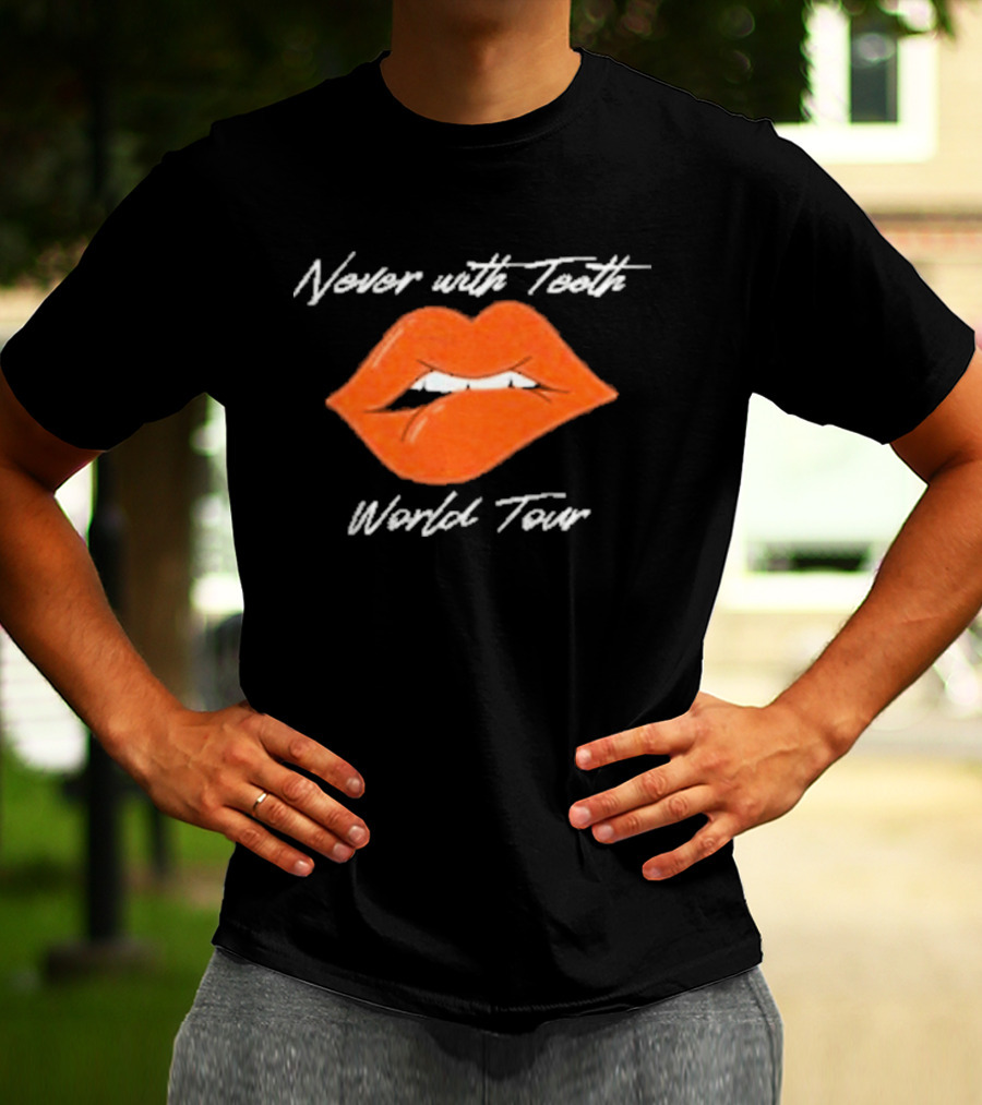 Never With Teeth World Tour Orange Lips T-Shirt