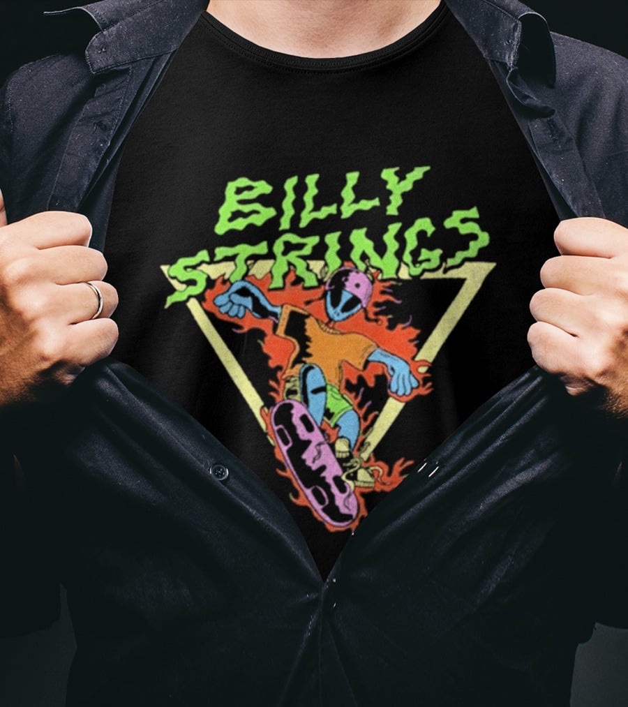 Billy Strings Alien Skateboard Triangle Flame T-Shirt