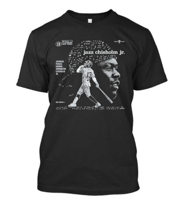 Jazz Chisholm Jr Smooth Jazz Baseball Player Portrait With Musical Notes T-Shirt