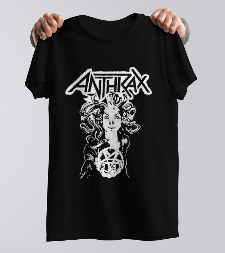 Anthrax Hand Drawn Medusa Pentagram T-Shirt