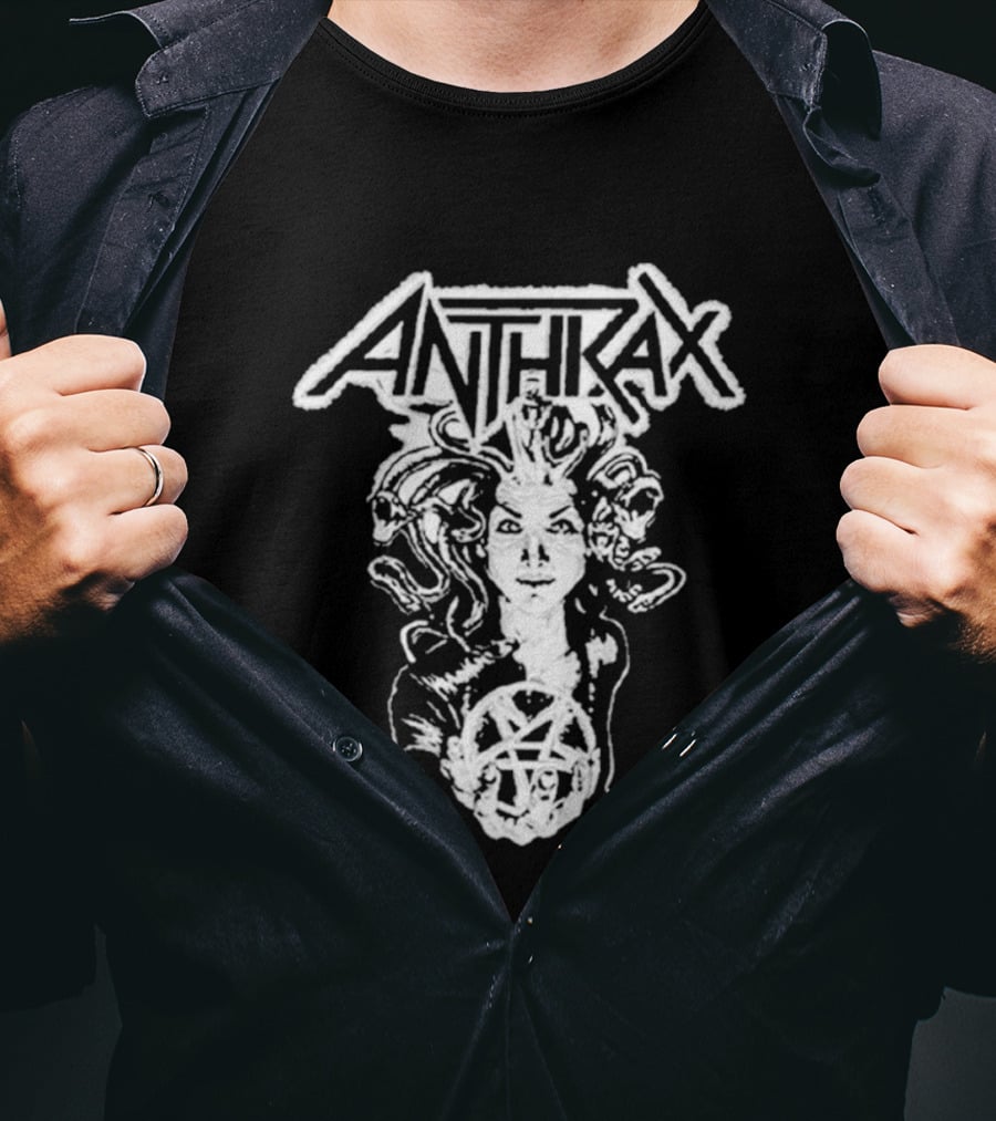 Anthrax Hand Drawn Medusa Pentagram T-Shirt