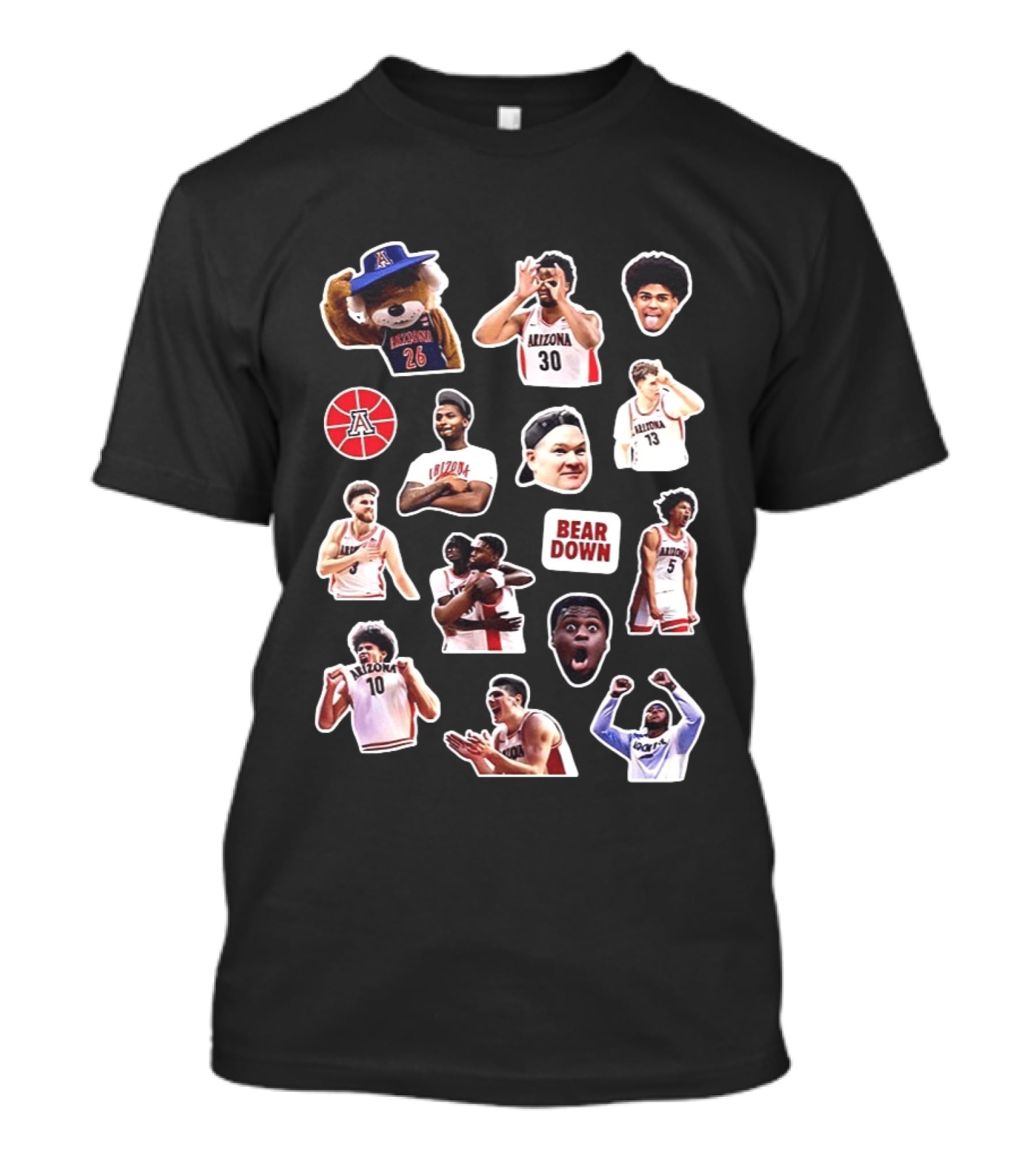 Arizona Wildcats 2026 NCAA Men's Basketball Bear Down Stickers T-Shirt