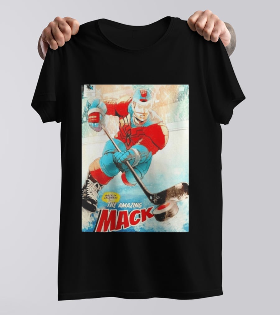 Macklin Celebrini The Amazing Mack San Jose Sharks Hockey Comic T-Shirt