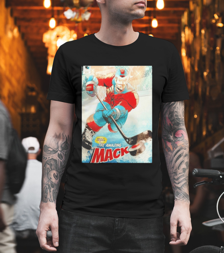 Macklin Celebrini The Amazing Mack San Jose Sharks Hockey Comic T-Shirt