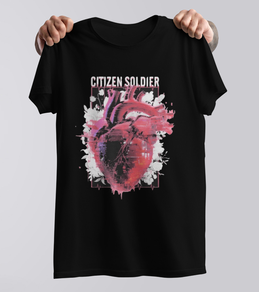 Citizen Soldier Heartbeat Anatomical Heart And Floral T-Shirt