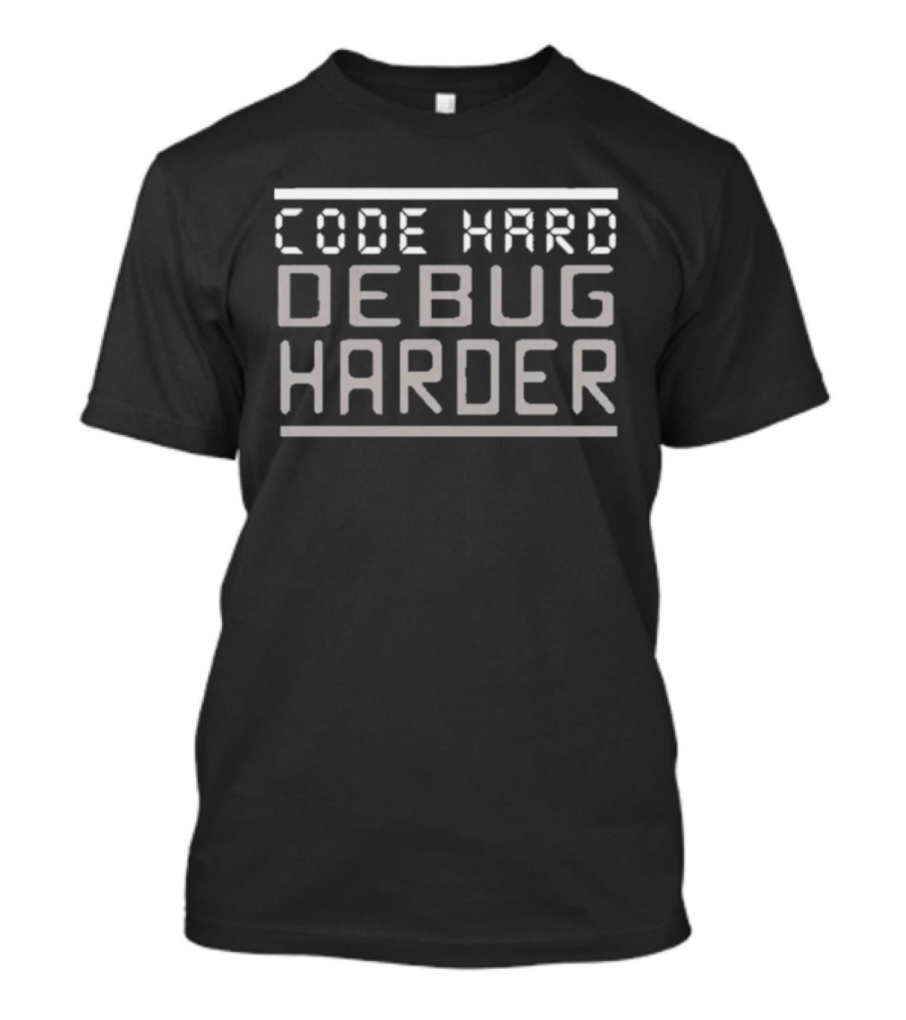 Code Hard Debug Harder Geek Retro Programming Humor T-Shirt