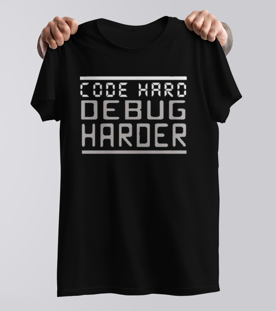 Code Hard Debug Harder Geek Retro Programming Humor T-Shirt
