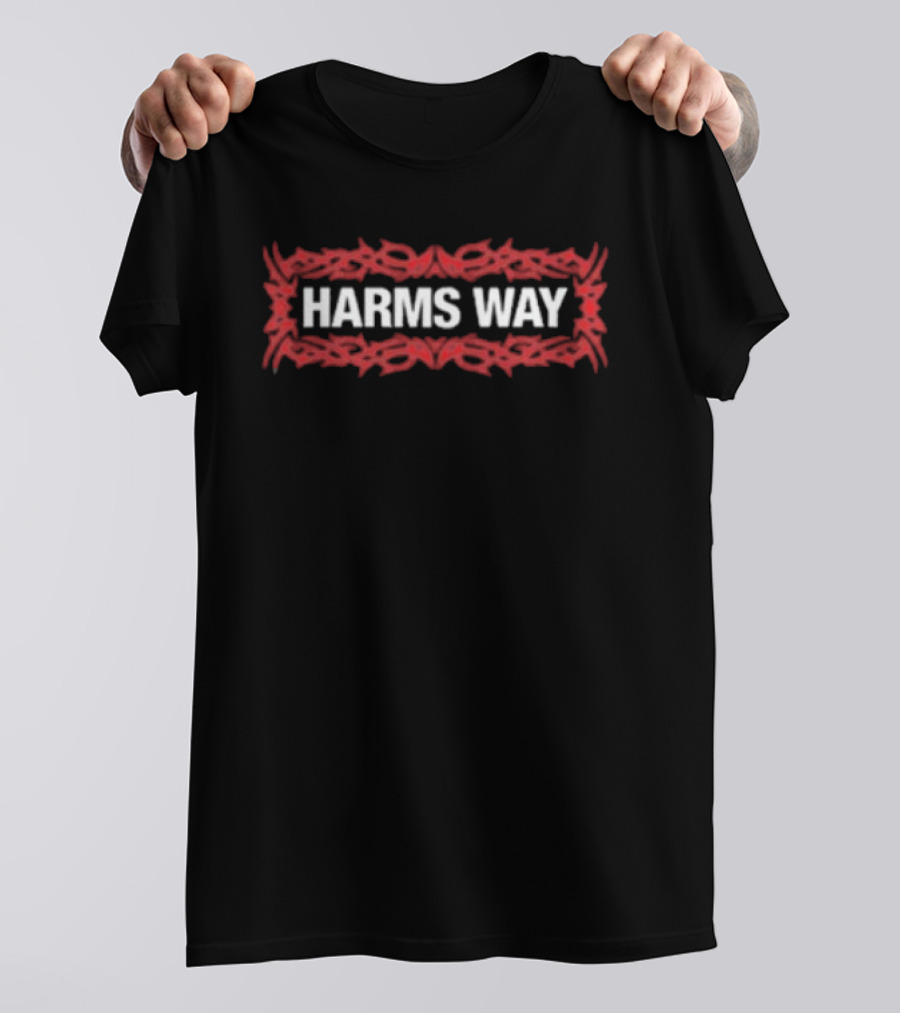 Harms Way Tribal Skull Red Border T-Shirt
