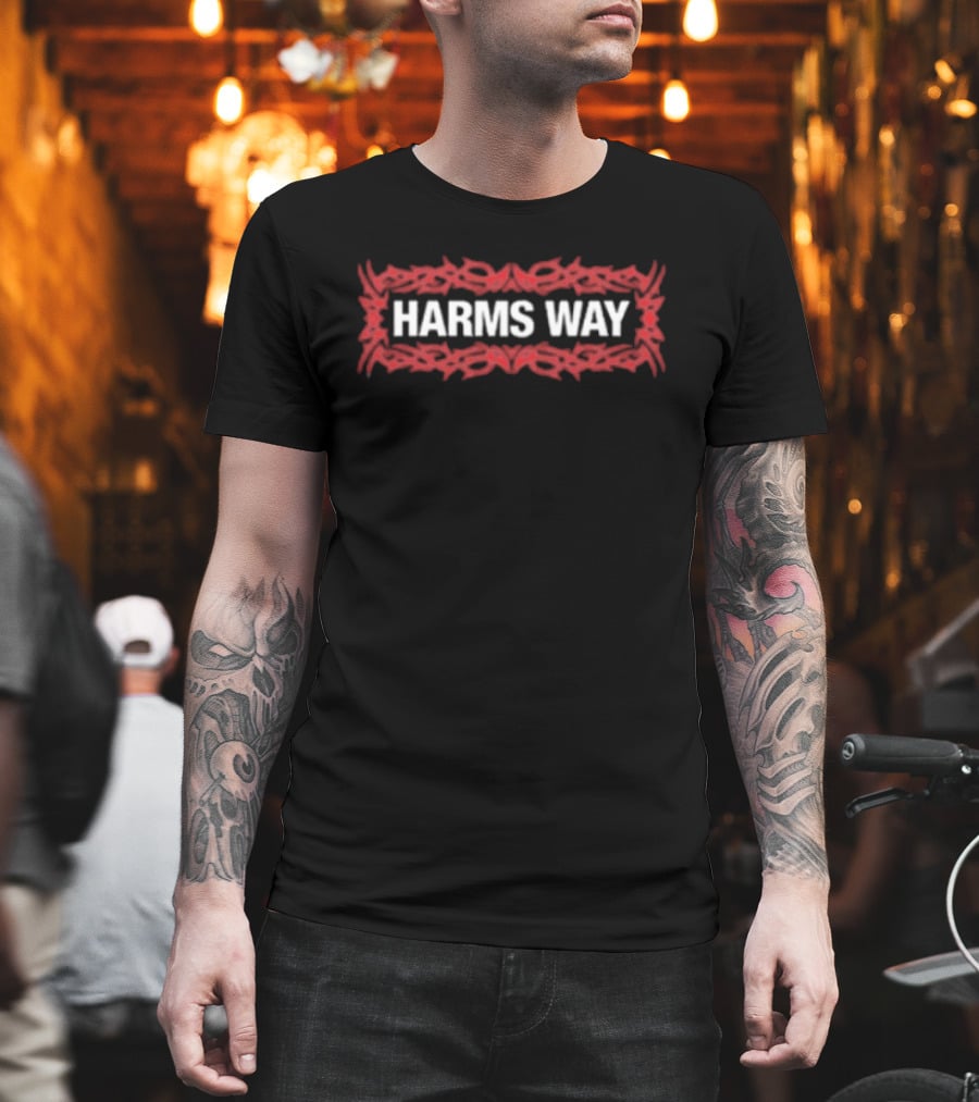 Harms Way Tribal Skull Red Border T-Shirt