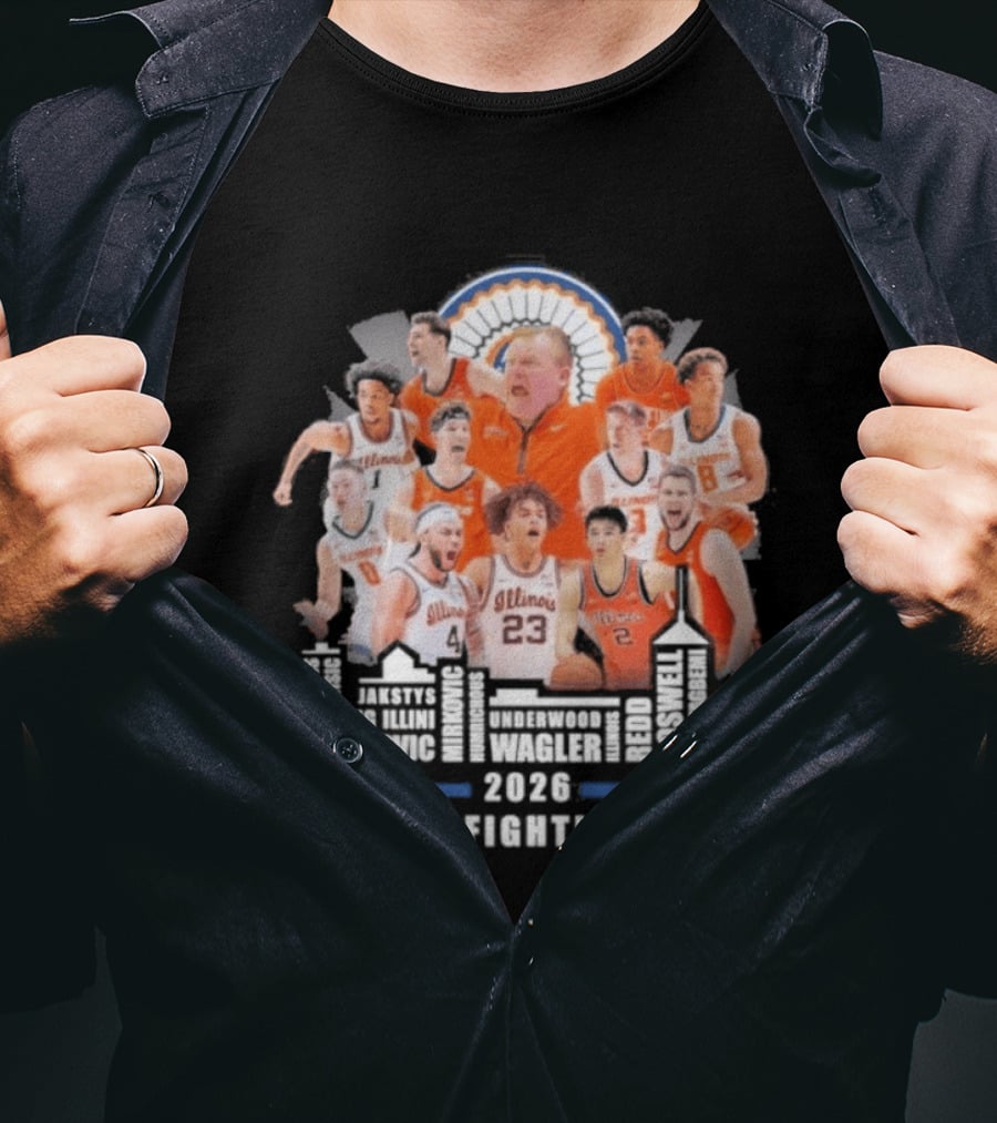 2026 Illinois Fighting Illini Skyline Basketball Team Montage T-Shirt