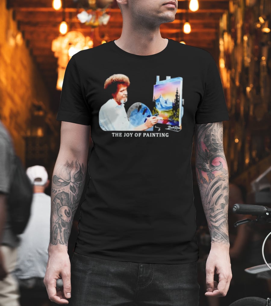 Bob Ross The Joy Of Painting Mountains And Sunset Scene T-Shirt