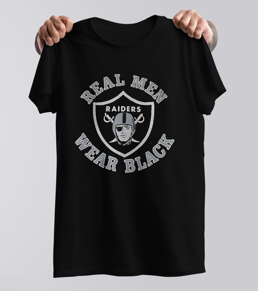 Real Men Wear Black Raiders Football Fan Gear Las Vegas Raiders T-Shirt
