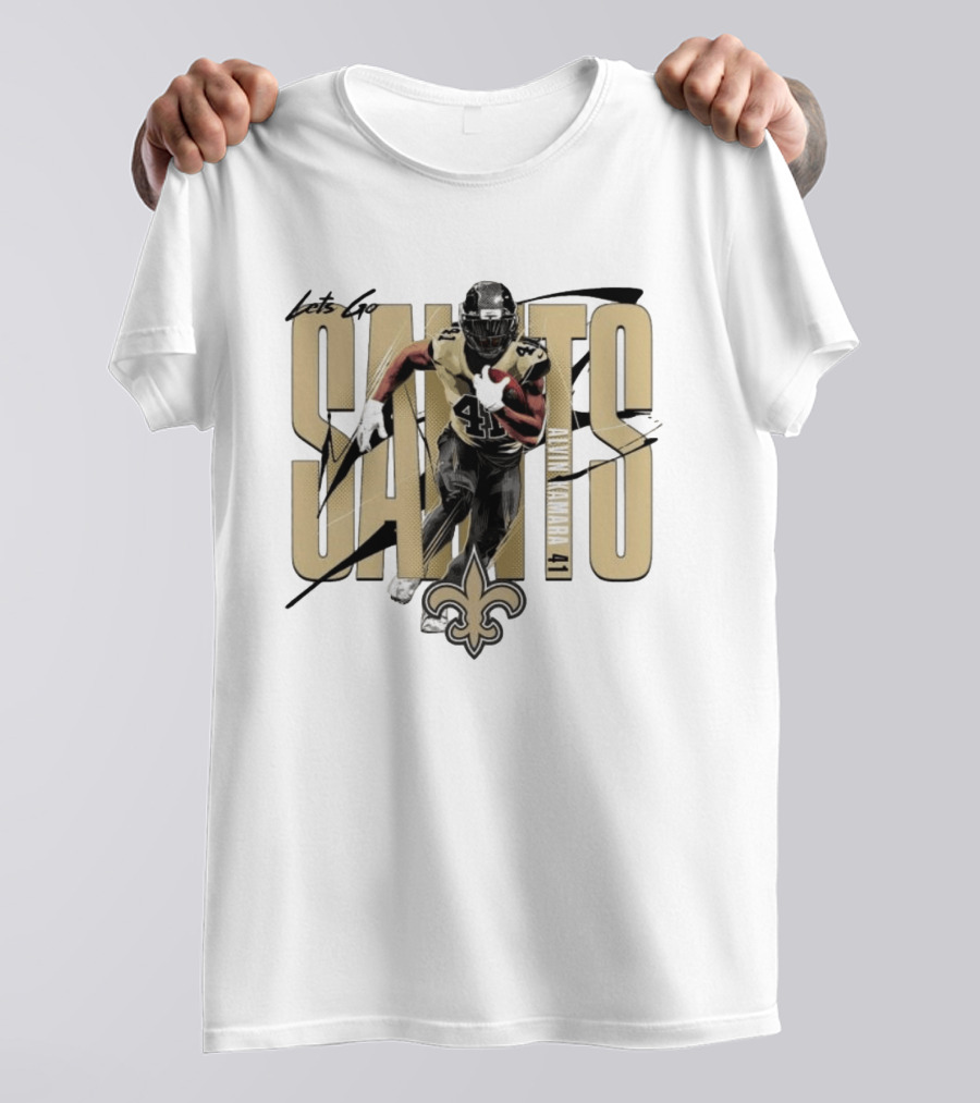Let's Go Saints Alvin Kamara 41 New Orleans Fleur De Lis T-Shirt