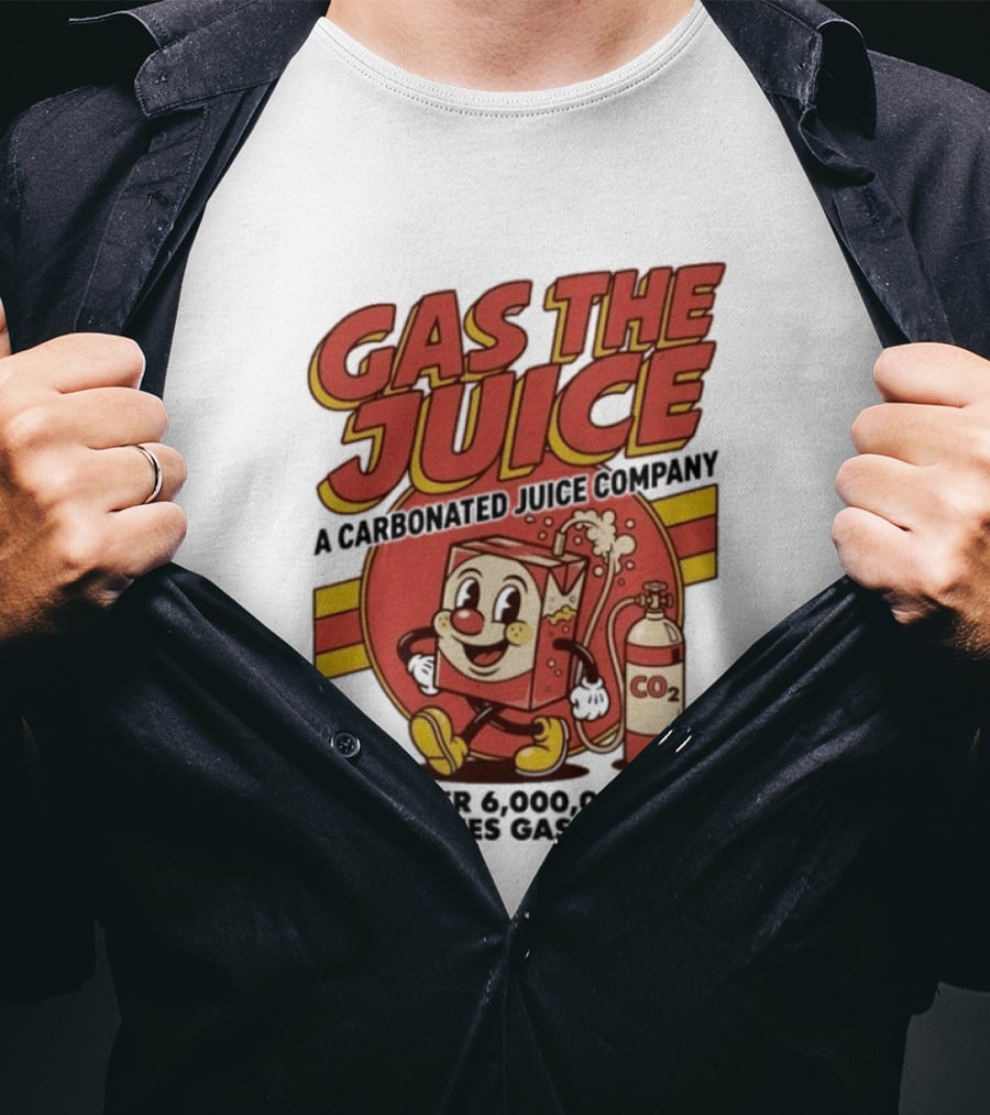 Gas The Juice A Carbonated Juice Company CO2 Juices Gassed Since 75 Retro Fizzy T-Shirt