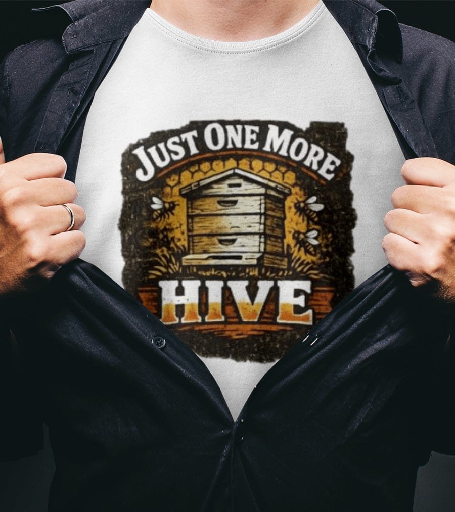 Just One More Hive Beekeeping Bees Honeycomb Apiary T-Shirt