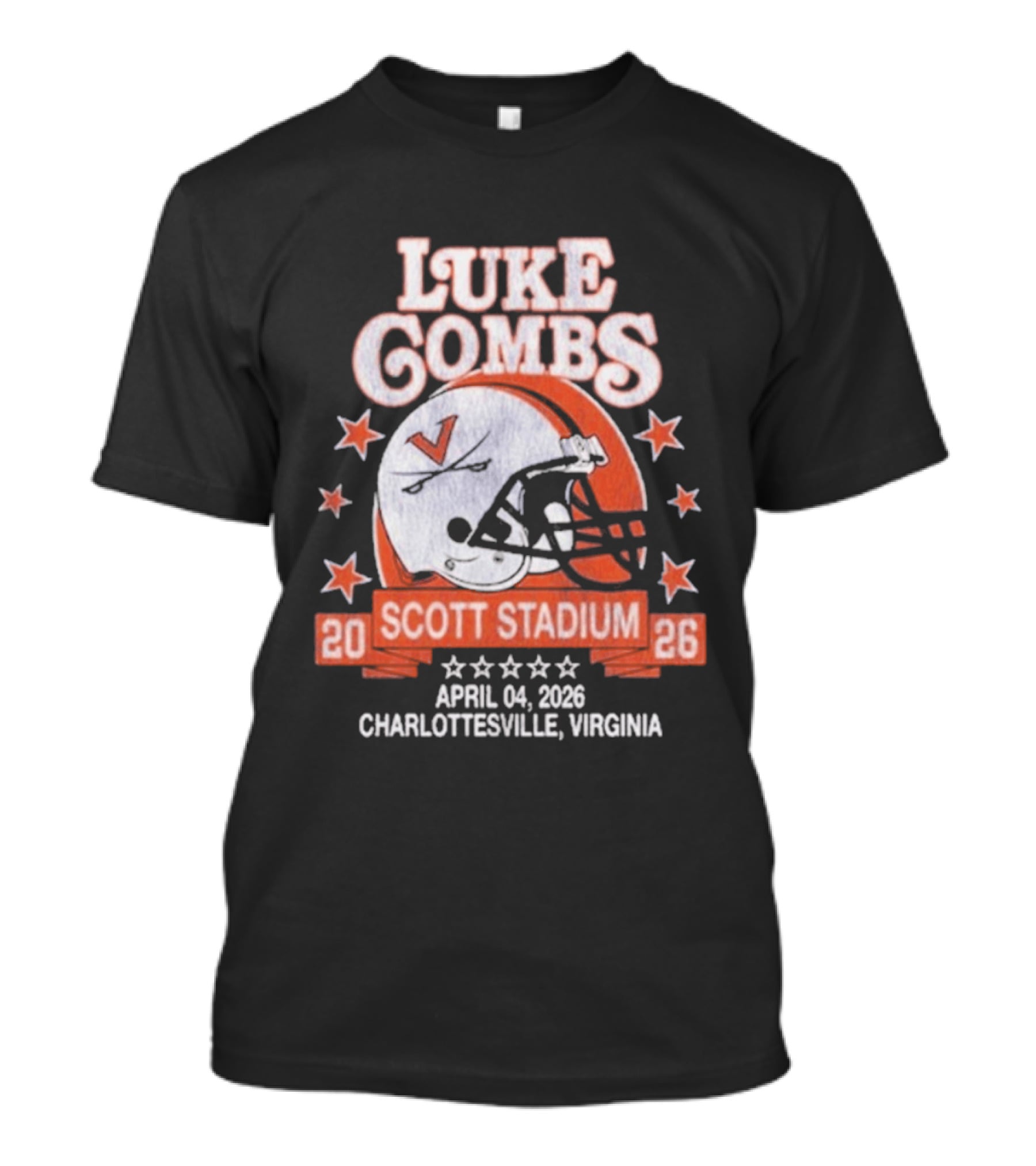 Luke Combs Tour Scott Stadium April 04 2026 Charlottesville Virginia Football Helmet Stars T-Shirt