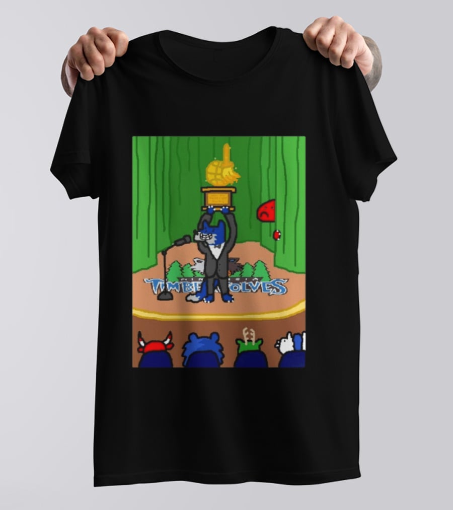 Men Successful Dub Timberwolves Champion Aurora Green Basketball Trophy T-Shirt