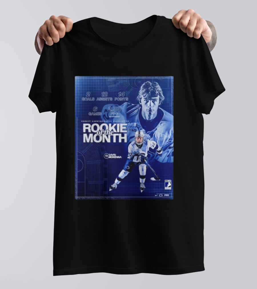 Rookie Of The Month Gavin McKenna 72 Penn State Nittany Lions Hockey Goals Assists Points T-Shirt