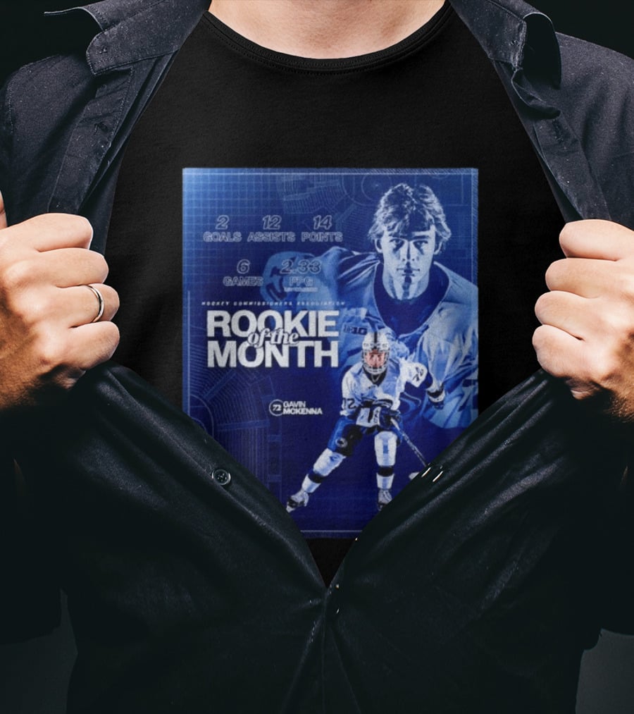Rookie Of The Month Gavin McKenna 72 Penn State Nittany Lions Hockey Goals Assists Points T-Shirt