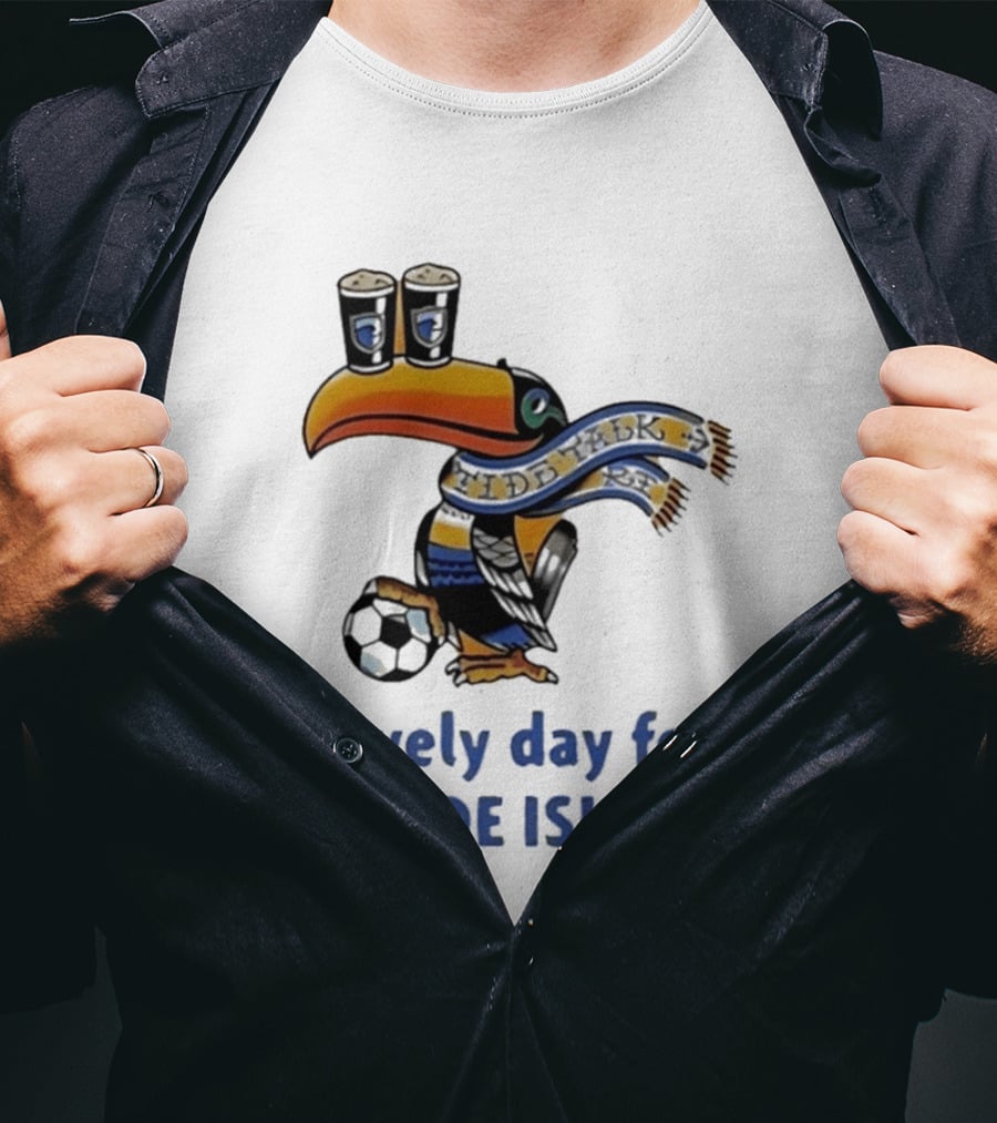 Lovely Day For Rhode Island Toucan With Soccer Ball And Beers T-Shirt