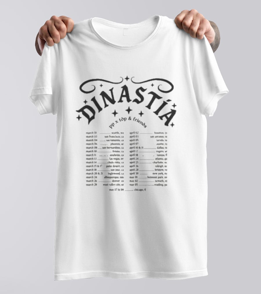 Dinastia Peso Pluma Tour Dates 2023 With Cities List T-Shirt