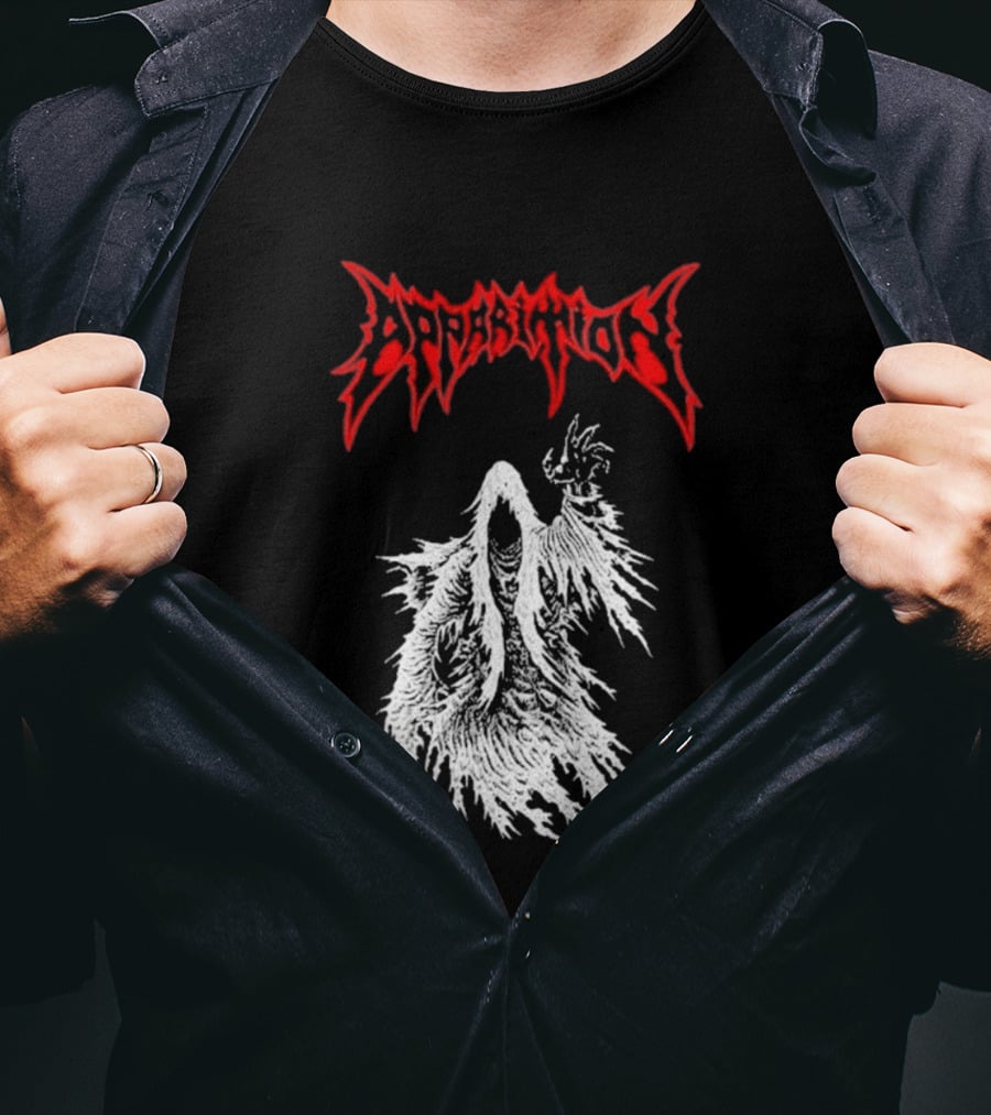 Apparition Ghostly Figure Red Gothic Font T-Shirt