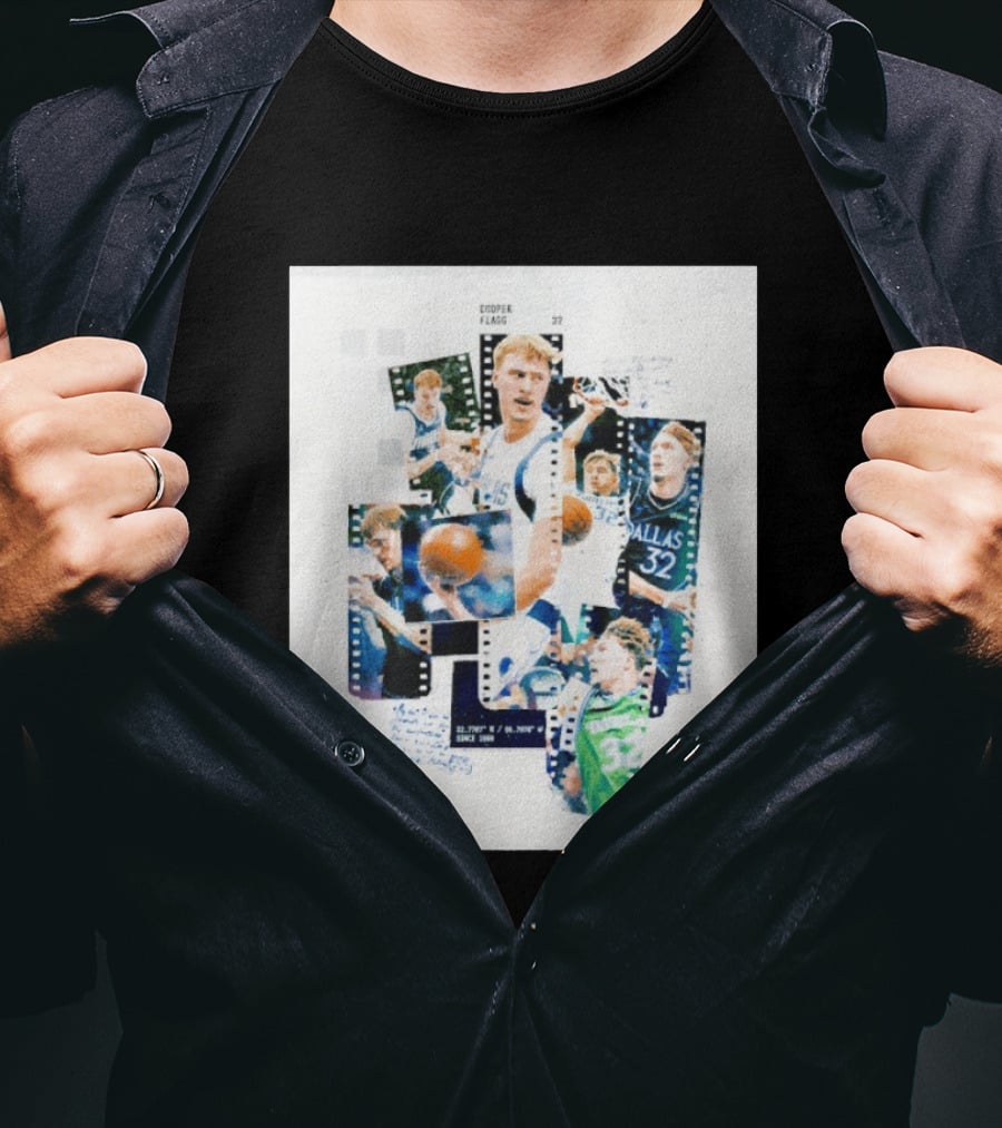 Cooper Flagg 32 Dallas Mavericks The Rook Since 1980 Collage Basketball Film Strip T-Shirt