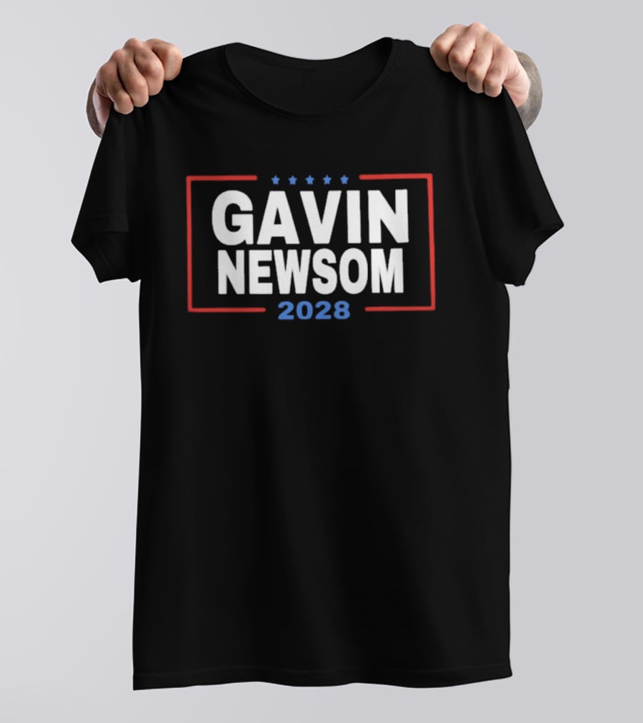 Gavin Newsom 2028 Campaign Stars Red Blue T-Shirt