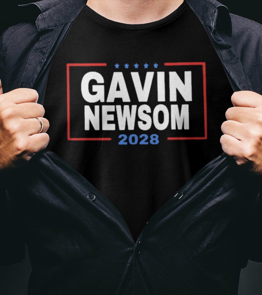 Gavin Newsom 2028 Campaign Stars Red Blue T-Shirt