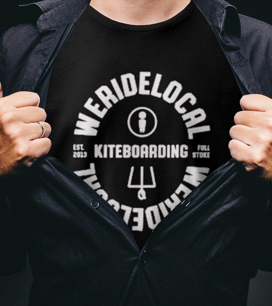 Weridelocal Kiteboarding Full Stoke Est 2006 Trident Icon Pale Apple T-Shirt