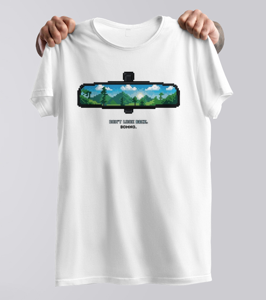 Don't Look Back Pixel Art Rearview Domno T-Shirt