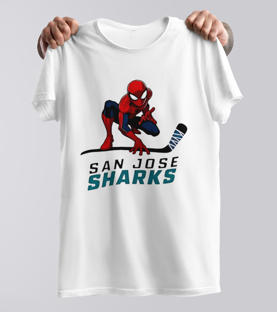 Spider Man San Jose Sharks Hockey Collaboration T-Shirt