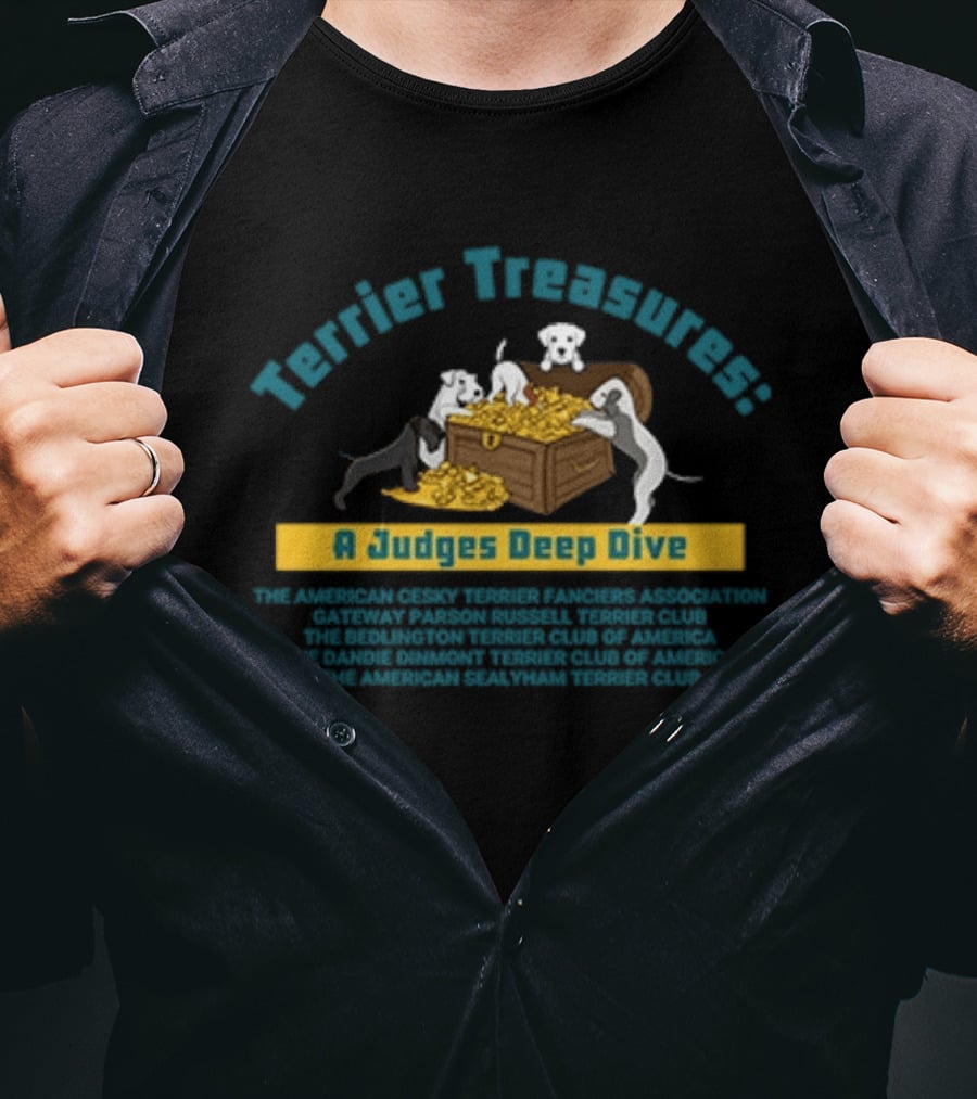 Terrier Treasures A Judges Deep Dive Treasure Chest And Playful Dogs T-Shirt