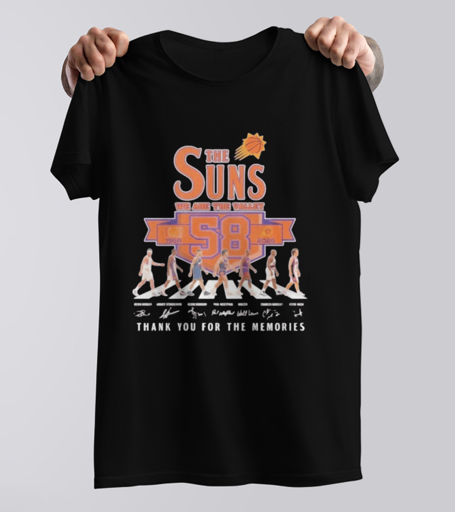 Phoenix Suns We Are The Valley 58th Anniversary 1968 2026 Abbey Road Basketball Thank You For The Memories T-Shirt