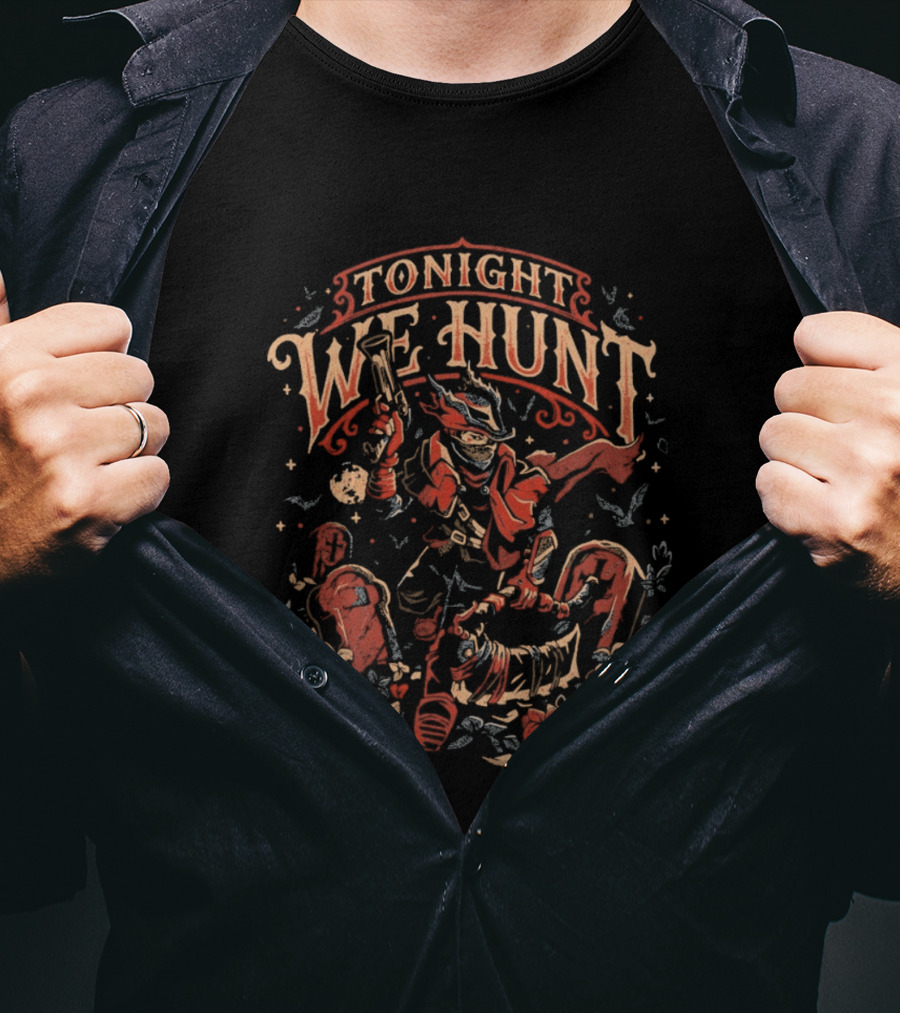 Tonight We Hunt Scythe Wielding Figure Surrounded By Bats T-Shirt