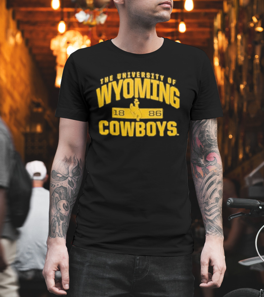 University Of Wyoming Cowboys 1886 Vintage Yellow Bronco Rider T-Shirt