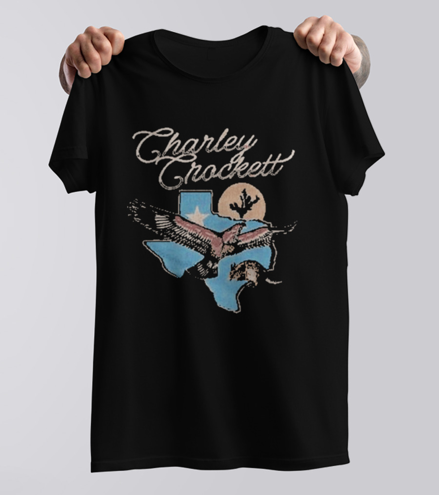 Charley Crockett Texas Hawk Lone Star Map Blue Sky Bird T-Shirt
