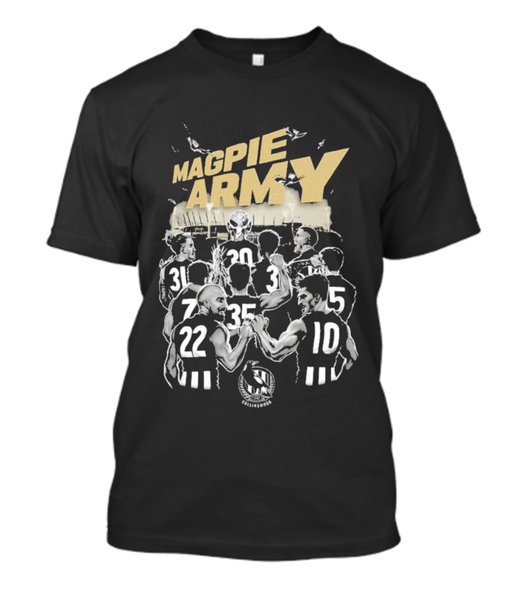 Collingwood Magpie Army Adults Team Players Huddle Football Fans T-Shirt