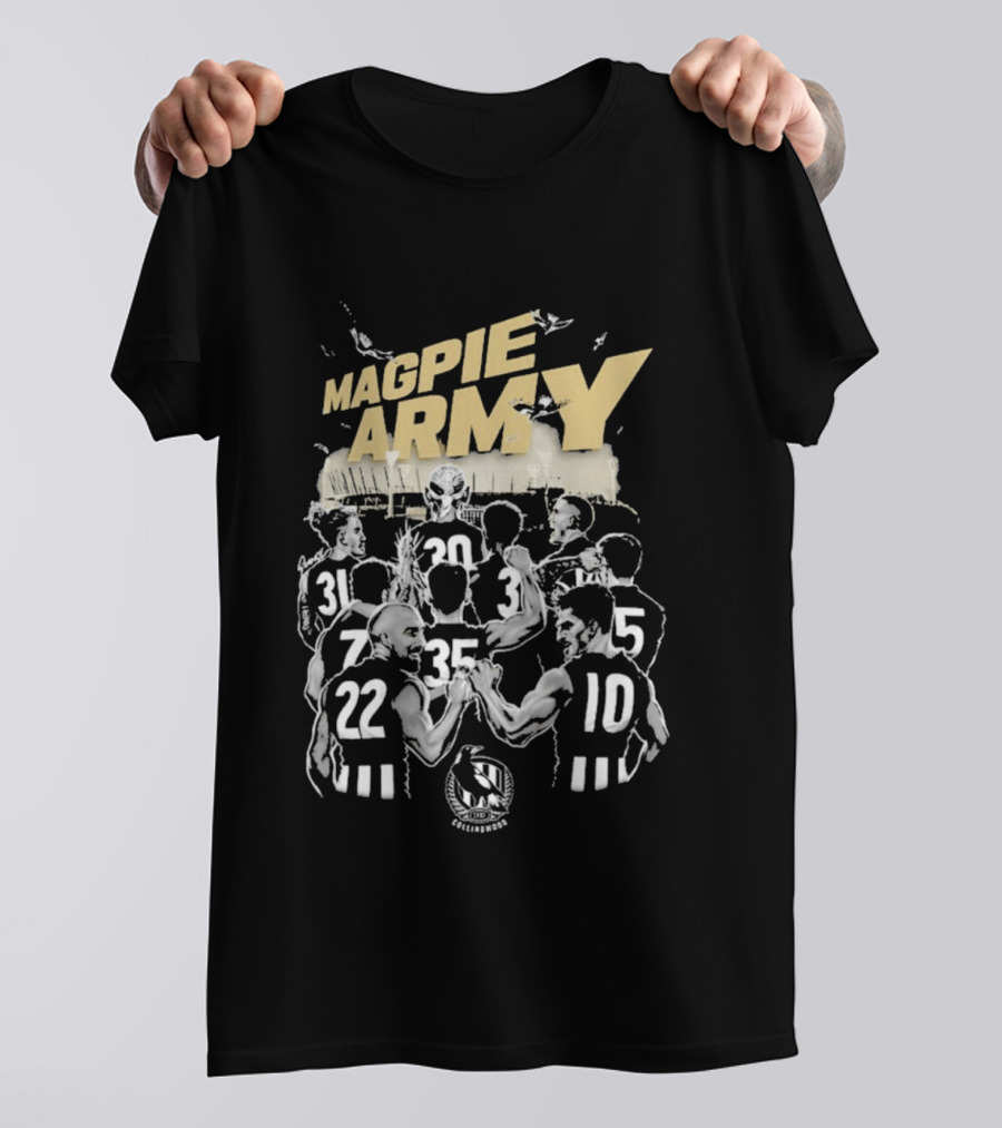 Collingwood Magpie Army Adults Team Players Huddle Football Fans T-Shirt