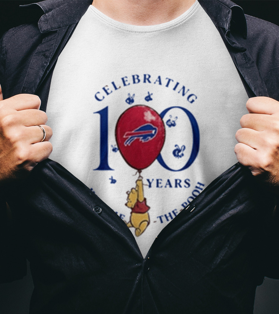 Celebrating 100 Years Winnie The Pooh Buffalo Bills Balloon T-Shirt