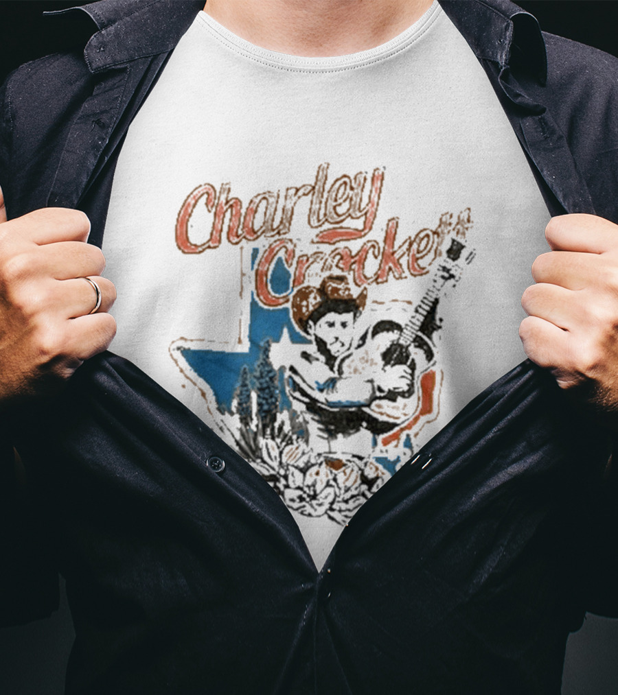 Charley Crockett Texas Guitar Cowboy Bluebonnet T-Shirt