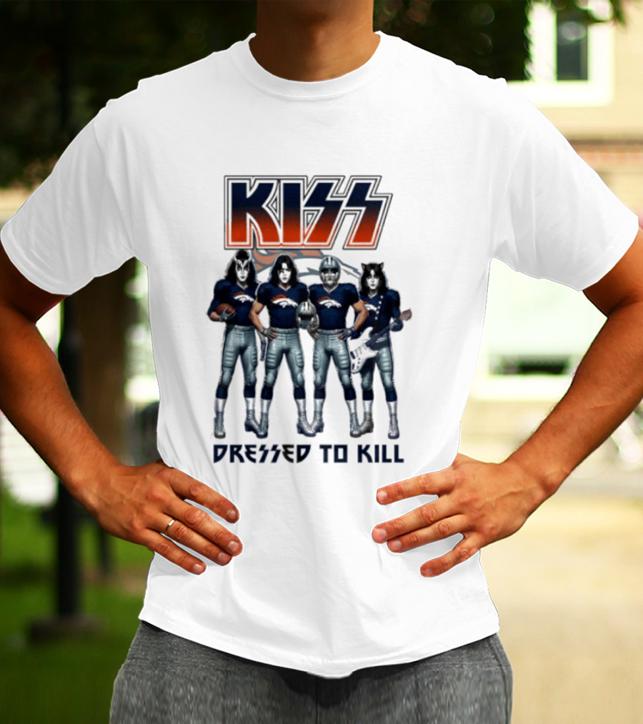 KISS Dressed To Kill Denver Broncos Football Team Collaboration T-Shirt