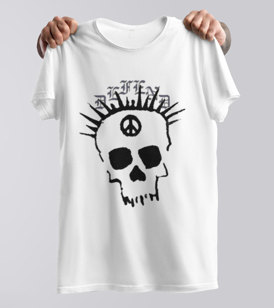 Dno Defend Peace Skull With Mohawk And Peace T-Shirt