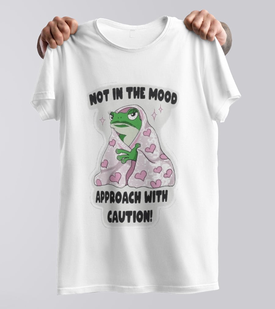 Not In The Mood Frog Wrapped In Blanket Approach With Caution T-Shirt