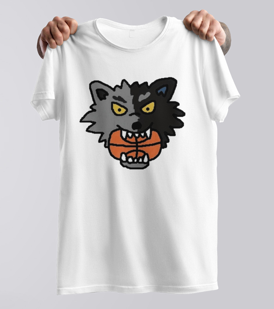 Timberwolves New Profile Pic Two Tone Wolf With Basketball T-Shirt