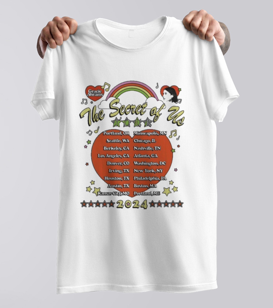 The Secret Of Us Tour 2024 Dates And Cities List With Rainbow And Stars T-Shirt