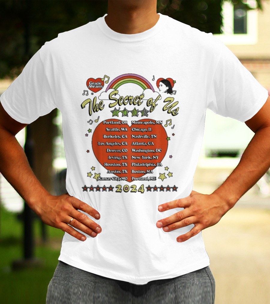 The Secret Of Us Tour 2024 Dates And Cities List With Rainbow And Stars T-Shirt