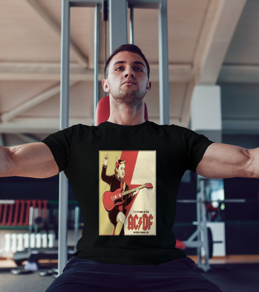 AC DF Distrito Federal MX Abril 2026 7 11 15 Rock Concert Red Guitar And Devil Horns T-Shirt