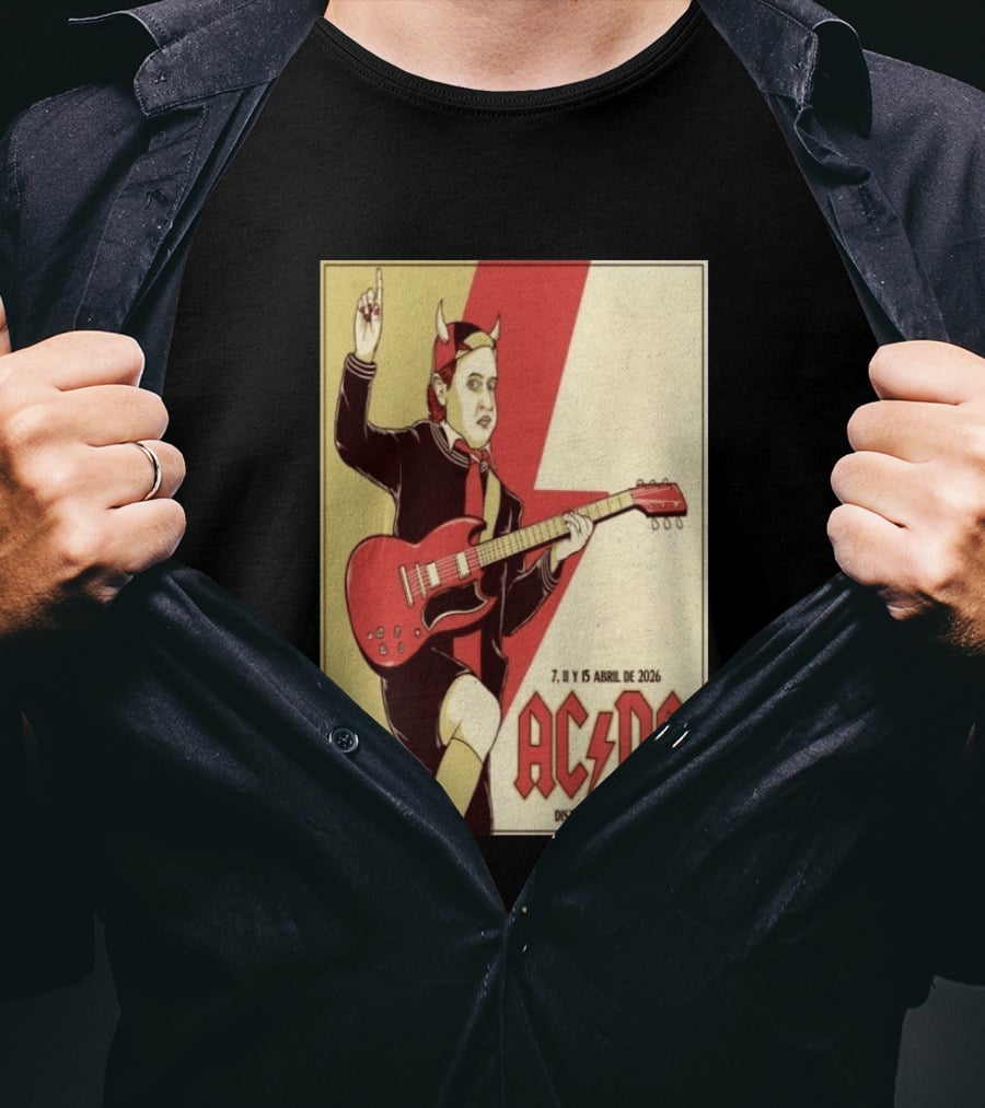 AC DF Distrito Federal MX Abril 2026 7 11 15 Rock Concert Red Guitar And Devil Horns T-Shirt